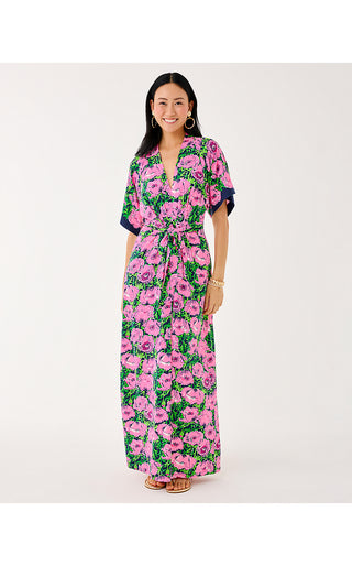 Wisteria Elbow Sleeve V-Neck Dress - Low Tide Navy Florrie Engineered