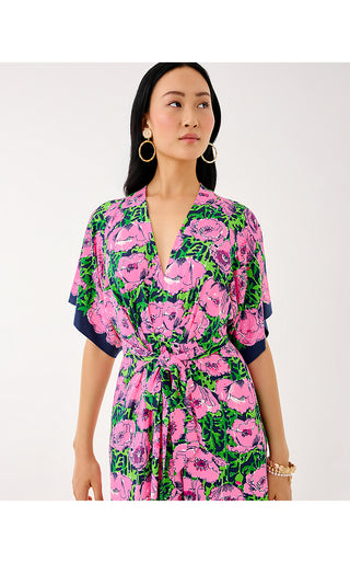 Wisteria Elbow Sleeve V-Neck Dress - Low Tide Navy Florrie Engineered