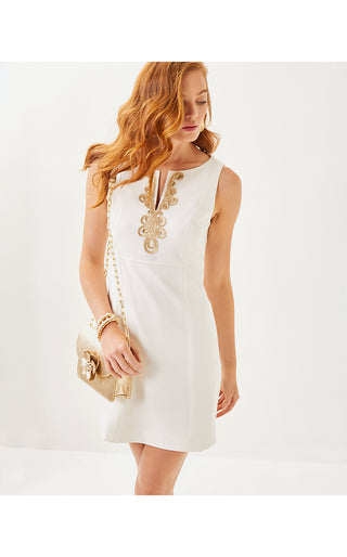 Trini Viscose Shift Dress - Resort White