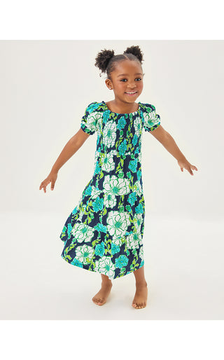 Girls Mini Jilly Sleeved Midi Dress - Low Tide Navy Go Big