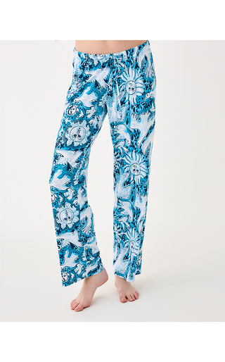 Pajama Knit Pant - Bellevue Blue Lilly Gulls