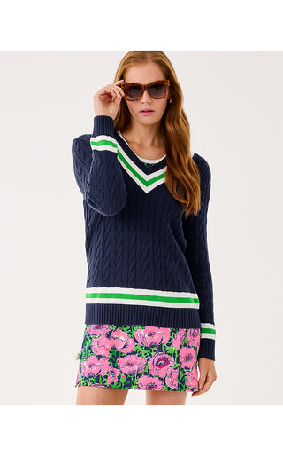 Brockton Sweater - Low Tide Navy X Jolie Green Tipping