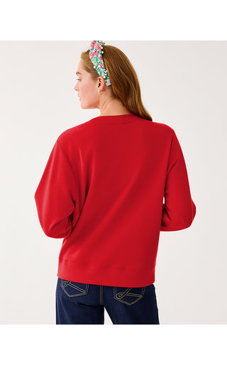 Ballad Long Sleeve Sweatshirt - Cranberry Red Poinsettia Embellishment