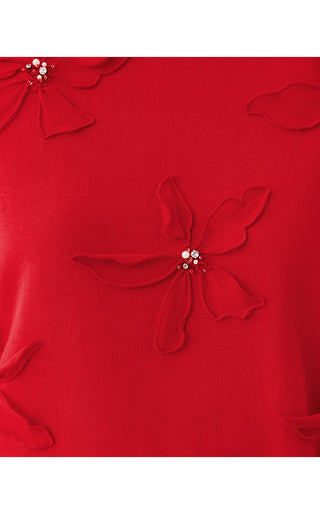 Ballad Long Sleeve Sweatshirt - Cranberry Red Poinsettia Embellishment