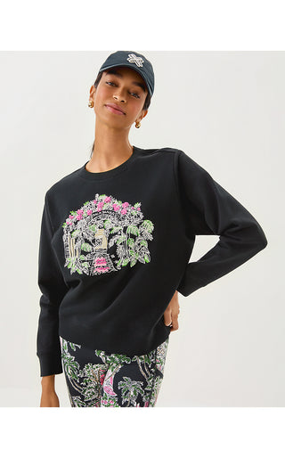 Ballad Long Sleeve Sweatshirt - Noir Palm Beach Toile