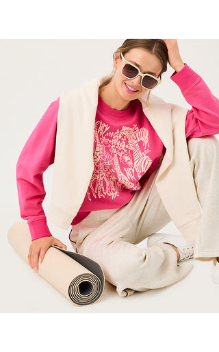 Ballad Long Sleeve Sweatshirt - Pink Aster Safari Embroidery