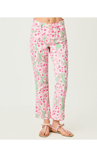 Annet High Rise Crop Flare Jean - Conch Shell Pink Sunny Daisies