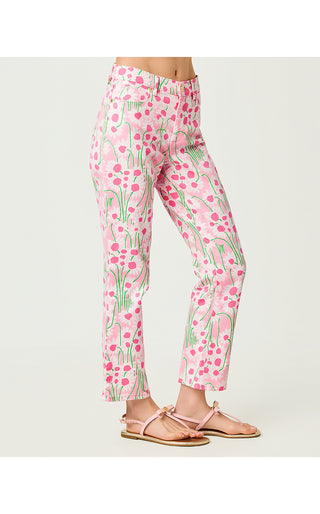 Annet High Rise Crop Flare Jean - Conch Shell Pink Sunny Daisies