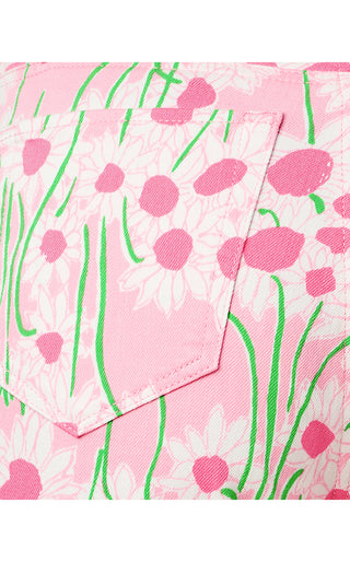 Annet High Rise Crop Flare Jean - Conch Shell Pink Sunny Daisies