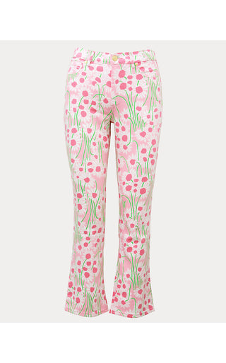 Annet High Rise Crop Flare Jean - Conch Shell Pink Sunny Daisies