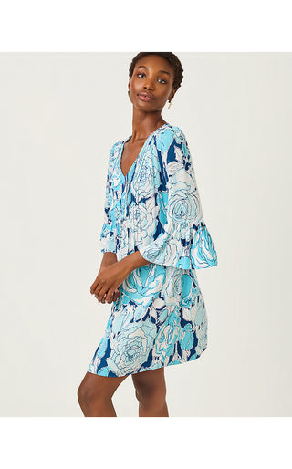 Danika 3/4 Sleeve Tunic Dress - Capri Blue Rosanna