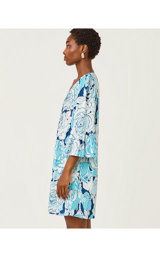 Danika 3/4 Sleeve Tunic Dress - Capri Blue Rosanna