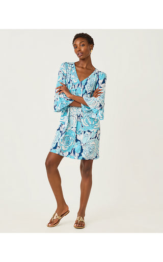 Danika 3/4 Sleeve Tunic Dress - Capri Blue Rosanna