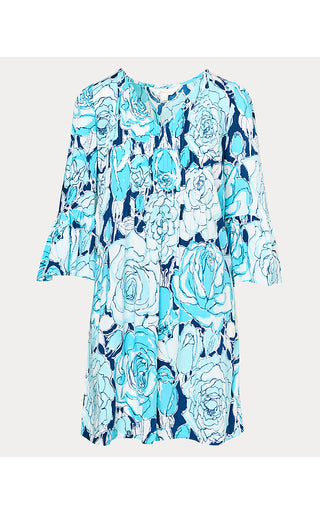 Danika 3/4 Sleeve Tunic Dress - Capri Blue Rosanna