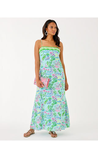 Amalfi Silk Maxi Dress - Salt Pond Blue Sunny Dee Engineered