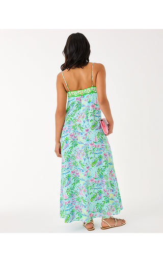 Amalfi Silk Maxi Dress - Salt Pond Blue Sunny Dee Engineered