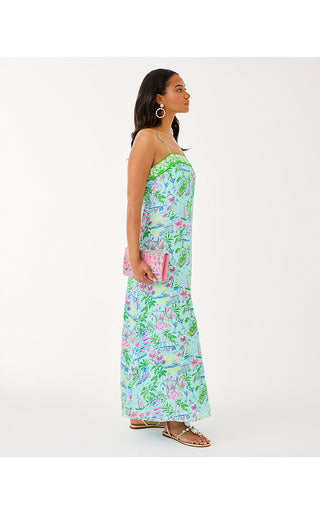 Amalfi Silk Maxi Dress - Salt Pond Blue Sunny Dee Engineered