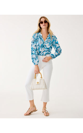 Annet High Rise Crop Flare Jean - Resort White