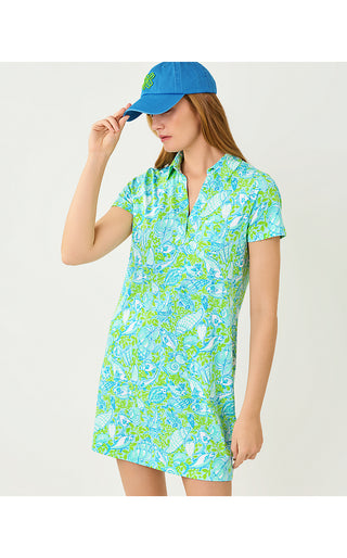 UPF 50+ Dune Short Sleeve Dress - Day Dream Blue Throw Me A Line