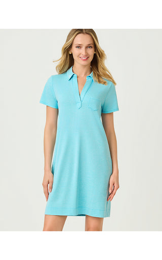 UPF 50+ Dune Short Sleeve Dress - Heathered Capri Blue
