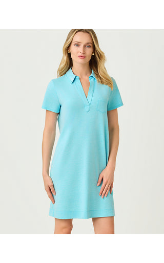 UPF 50+ Dune Short Sleeve Dress - Heathered Capri Blue