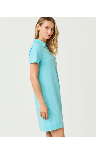UPF 50+ Dune Short Sleeve Dress - Heathered Capri Blue