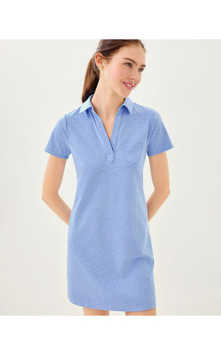UPF 50+ Dune Short Sleeve Dress - Heathered Jacaranda Blue