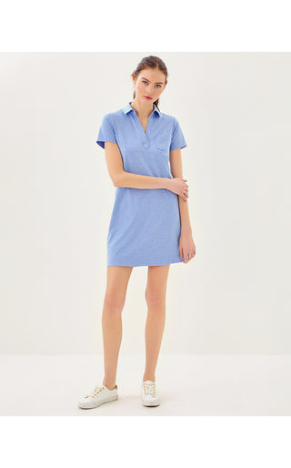 UPF 50+ Dune Short Sleeve Dress - Heathered Jacaranda Blue