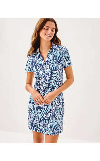 UPF 50+ Dune Short Sleeve Dress - Sapphire Pool Summer Shorelines