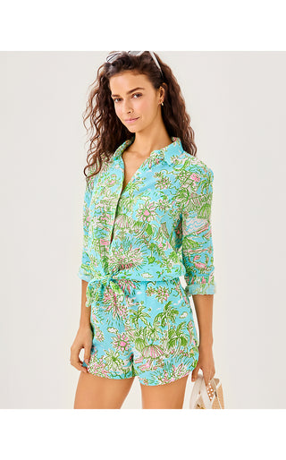 Elodey Linen Short - Fresh Water Blue Sunbathers Bliss