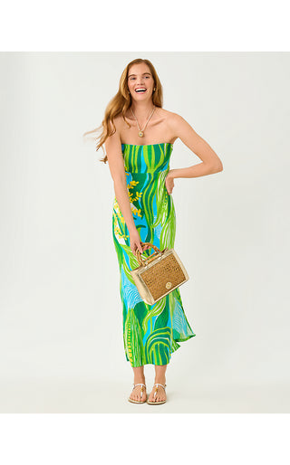 Noa Strapless Maxi Dress - Turquoise Tide Oversized Sweet Corn Engineered