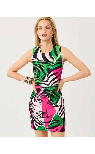 Edita Shift Dress - Onyx Big Irv Engineered