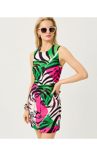 Edita Shift Dress - Onyx Big Irv Engineered