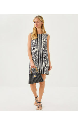 Edita Shift Dress - Onyx Lots To Spot Engineered Woven Shift