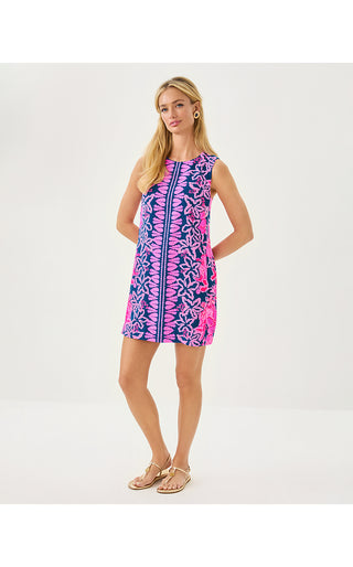 Edita Shift Dress - Starlight Navy Once And Floral Engineered