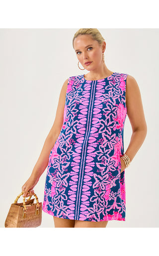 Edita Shift Dress - Starlight Navy Once And Floral Engineered