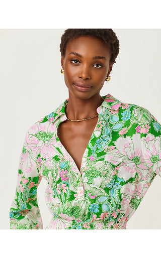 Abralynn Linen Shirtdress - Putting Green Poppyland
