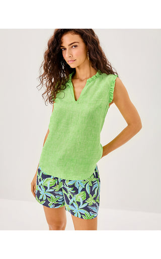 Croix Linen Short - Sapphire Pool Tropical Tango