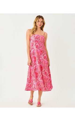Jorgian Linen Midi Dress - Paradise Punch Jims Stuff