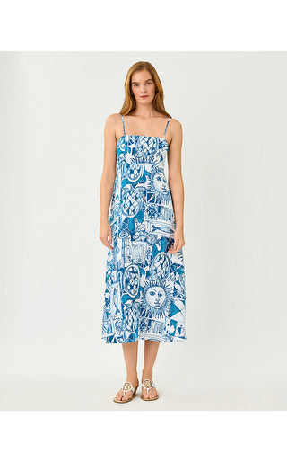 Jorgian Linen Midi Dress - Resort White Oversized Harlillyquin