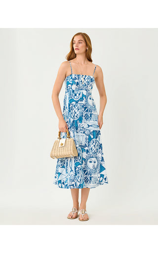 Jorgian Linen Midi Dress - Resort White Oversized Harlillyquin