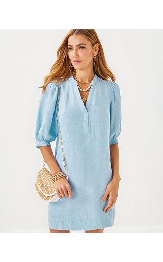 Mialeigh Elbow Sleeve Dress - Blue Peri X Resort White