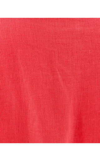 Mialeigh Elbow Sleeve Linen Dress - Cane Coral