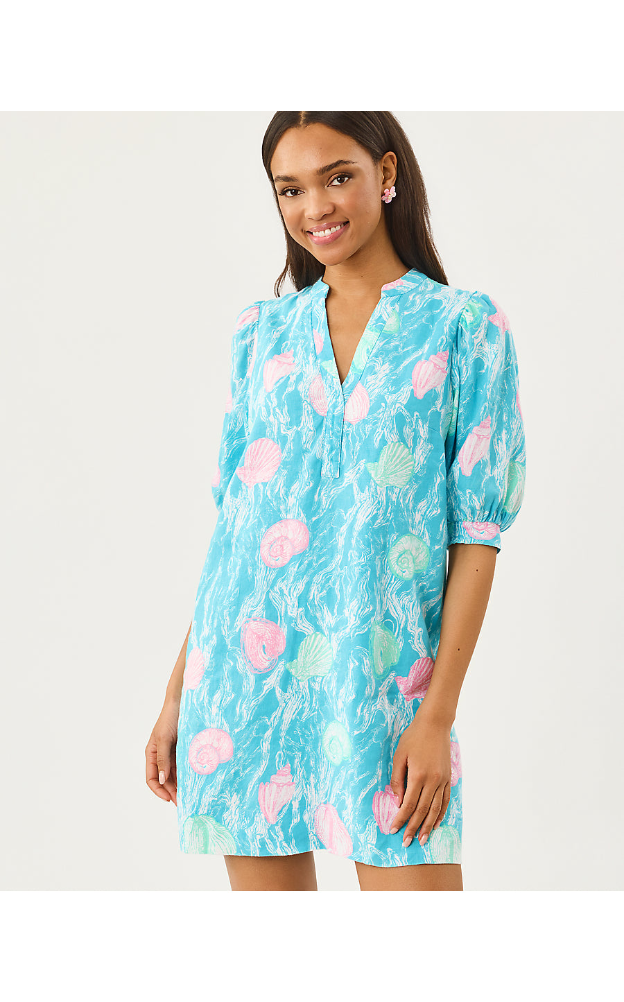 Mialeigh Elbow Sleeve Linen Dress - Capri Blue Shelden – Ocean Palm