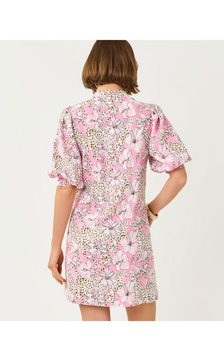 Mialeigh Elbow Sleeve Linen Dress - Conch Shell Pink Wildness