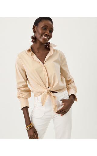 The Tie Lilly Shirt - Iced Latte Mirror Shirting Stripe