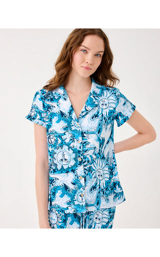 Valaine Pajama Top - Bellevue Blue Lilly Gulls