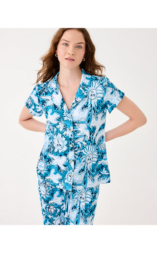 Valaine Pajama Top - Bellevue Blue Lilly Gulls