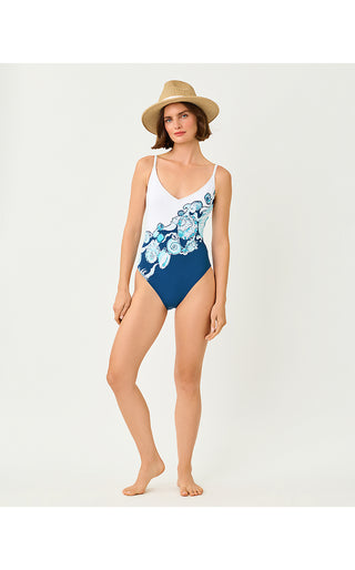 Klynn One Piece Swimsuit - Resort White Shell Shine Engineered