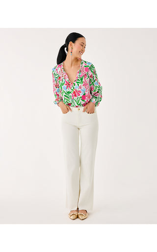 Aniston High Rise Straight Leg Jean - Coconut